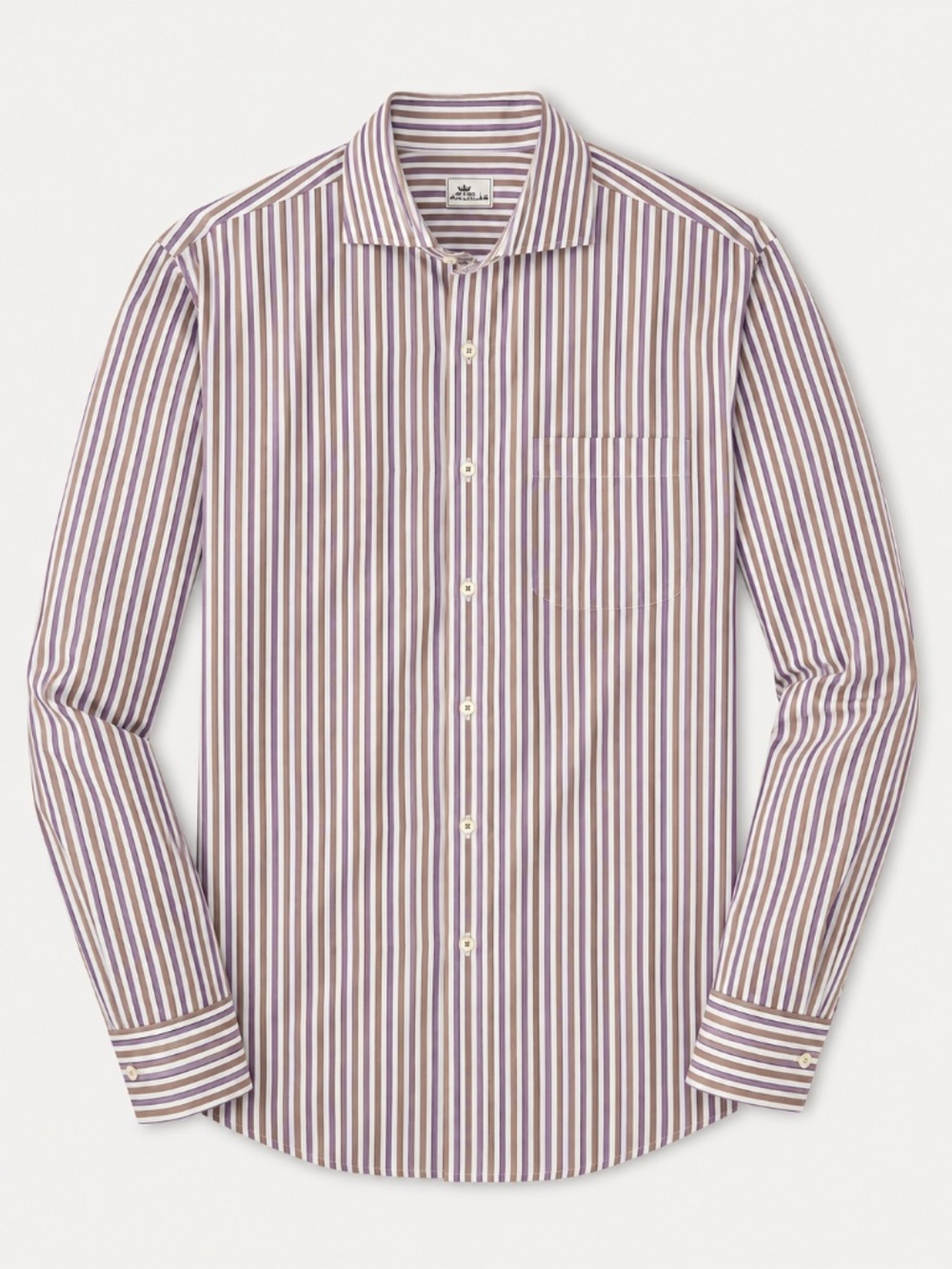 Peter Millar Men's Striped Button Front Dress Shirt Purple White Long Sleeve XL